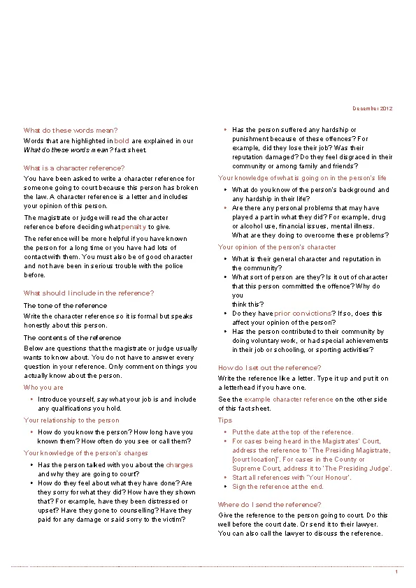 Character Reference Letter For Court PDFSimpli