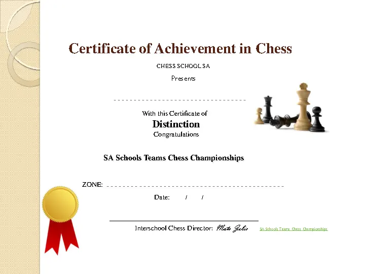 Chess Sportsmanship Certificate