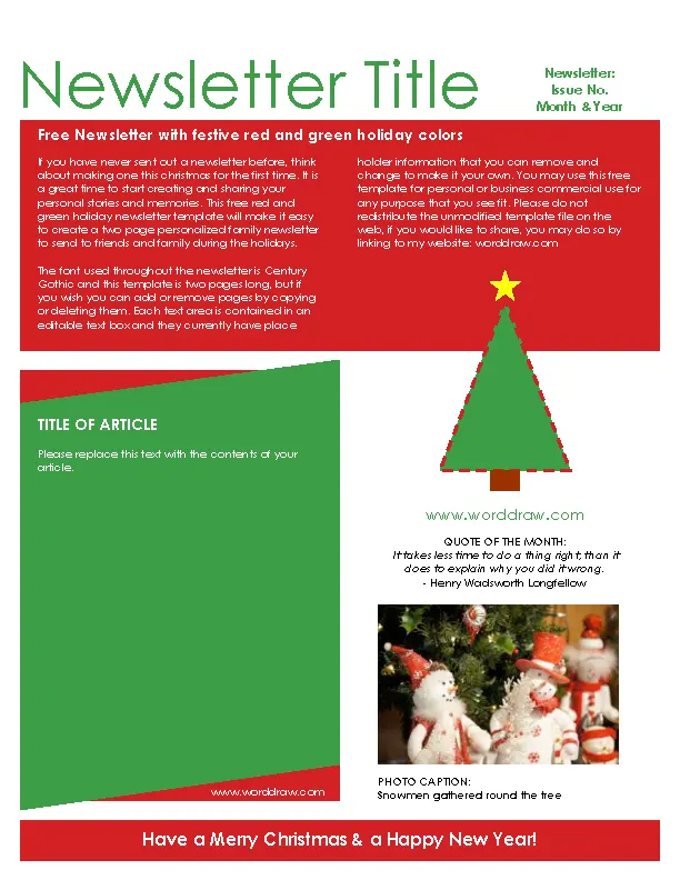 Christmas Holiday Newsletter Template Download