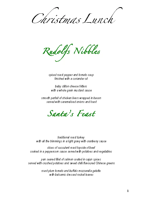 Christmas Menu Template