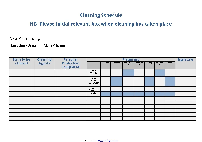 Cleaning Schedule - PDFSimpli