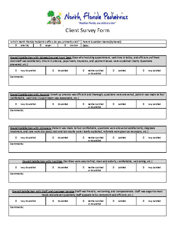 Client Survey Form Template