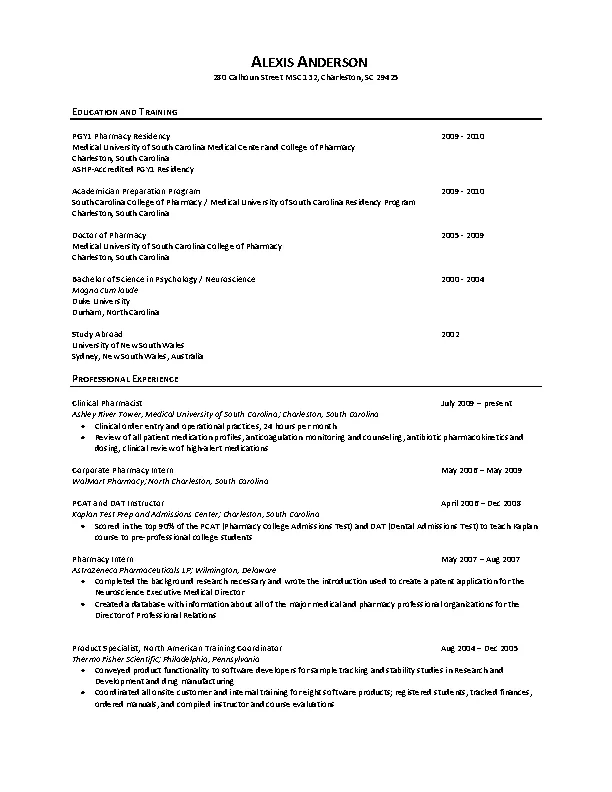 Clinical Pharmacist Resume1 PDFSimpli