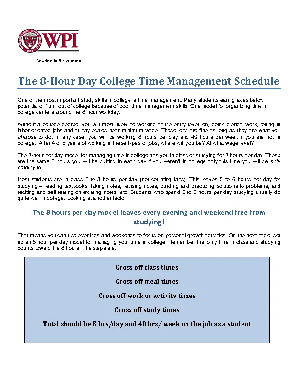 College Daily Time Schedule