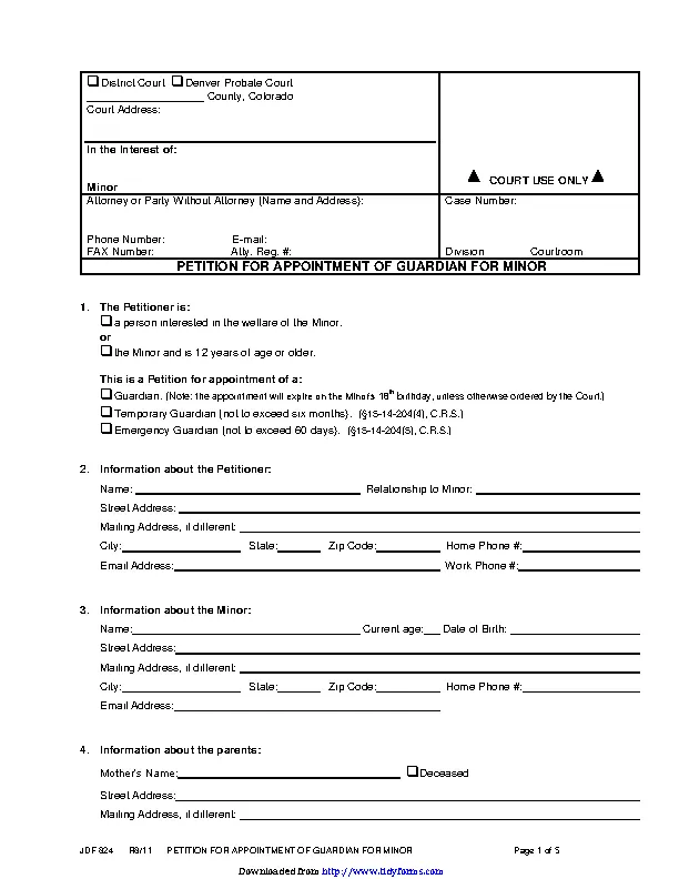Colorado Guardianship Form 2 Pdfsimpli