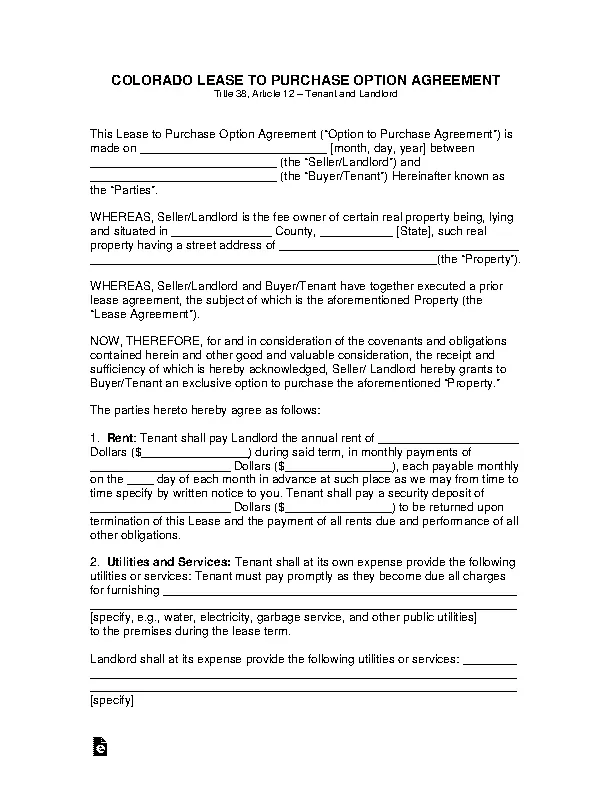 option agreement template