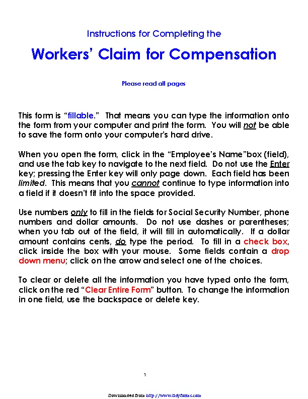 Colorado Workers Claim For Compensation Form