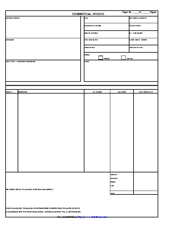 Commercial Invoice Template 3