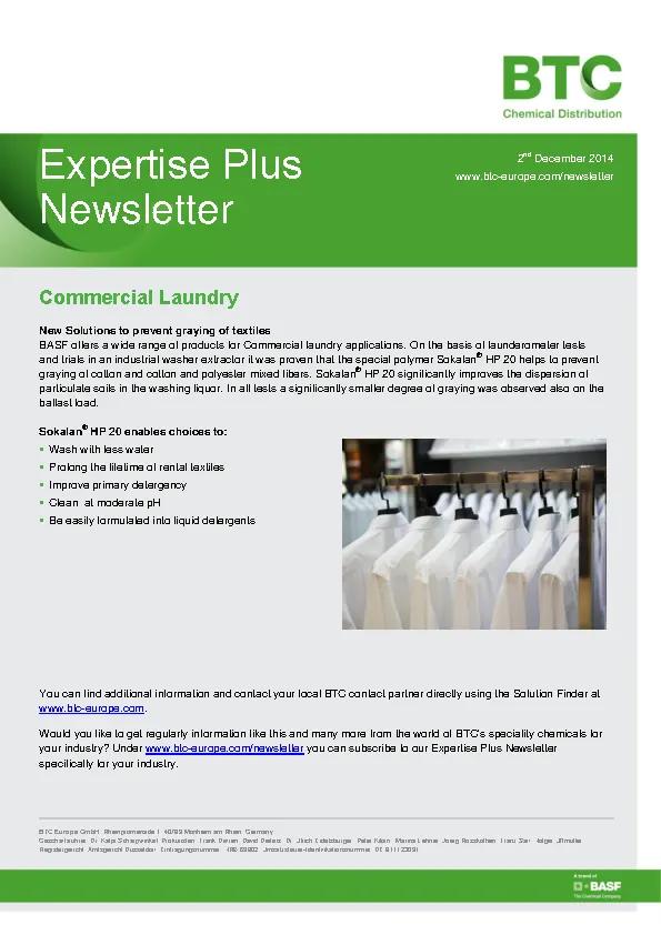 Commercial Laundry Newsletter