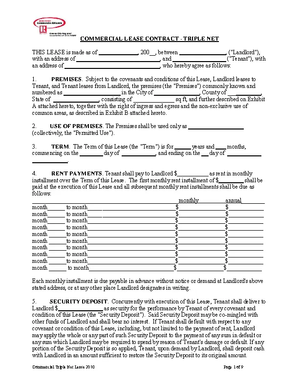 Commercial Lease Contract PDFSimpli
