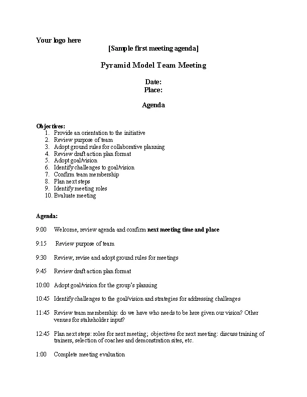 Committee Meeting Agenda Template For Staff Coaching Sample