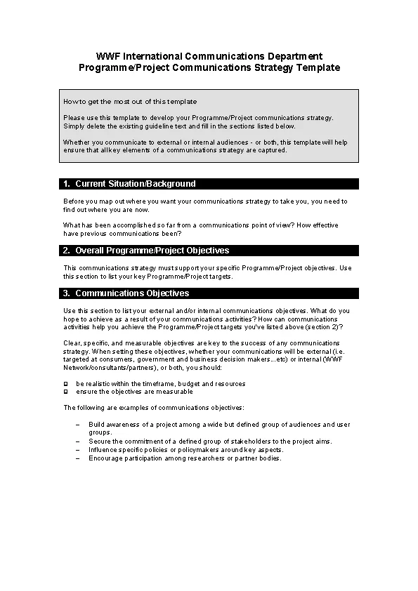 Communication Strategy Template Another Copy