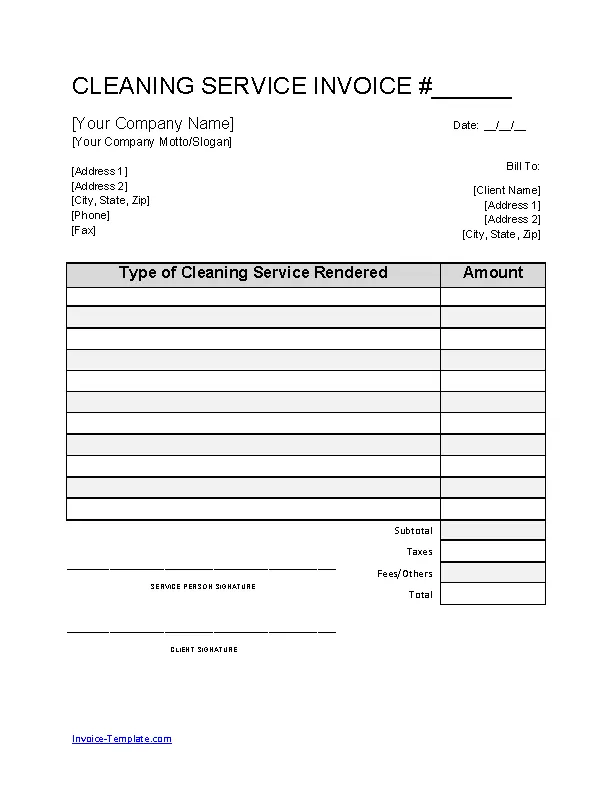 Company Cleaning Invoice Template