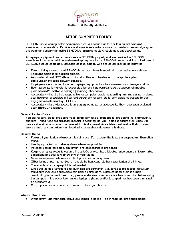 Company Laptop Policy Template