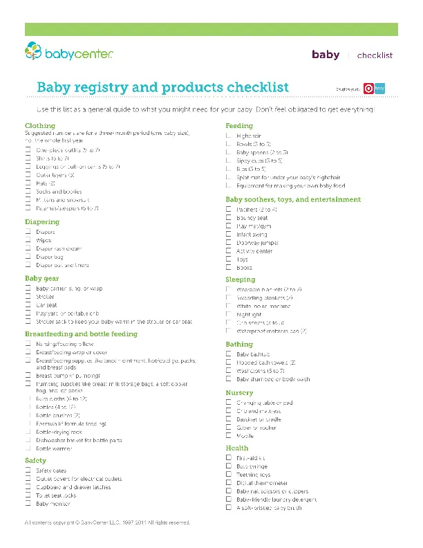 Complete Baby Registry Checklist 1