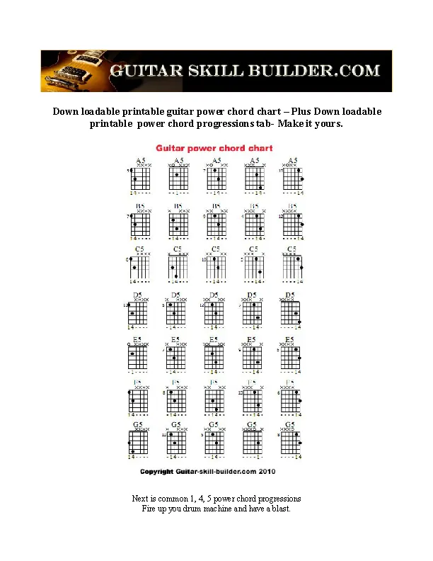 Complete Guitar Power Chord Chart Sample