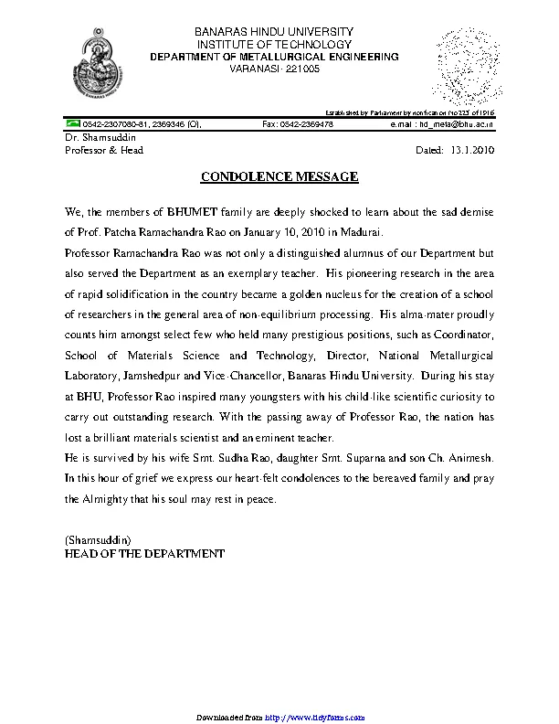 Condolence Message - PDFSimpli