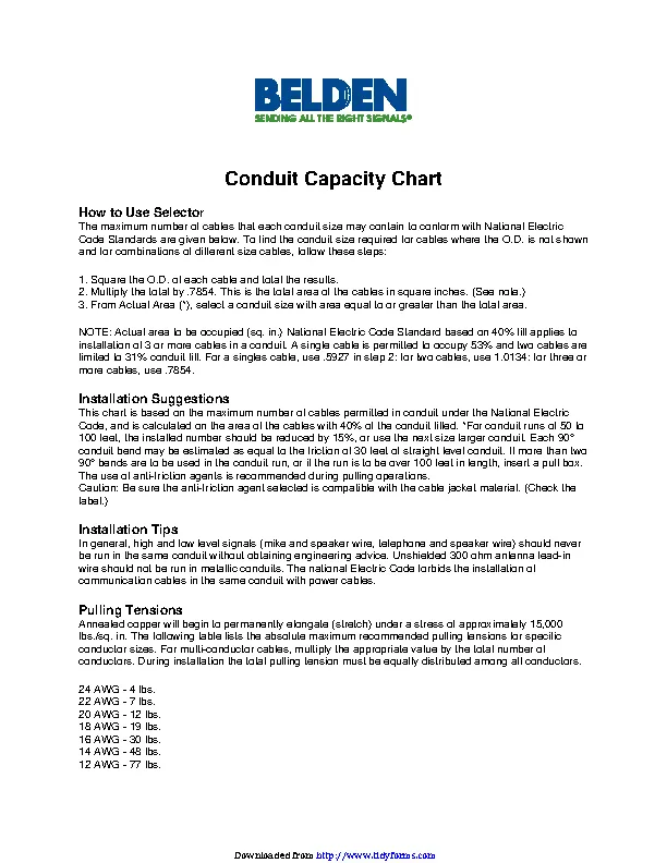 Conduit Capacity Chart - PDFSimpli