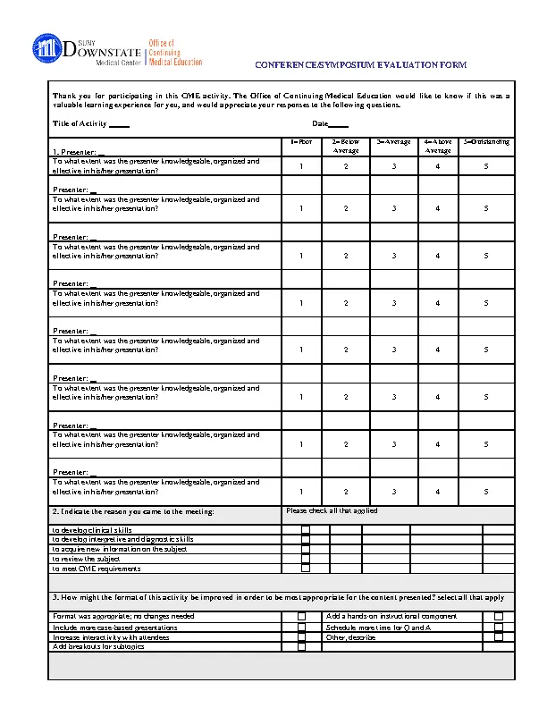 Conference Evaluation Form