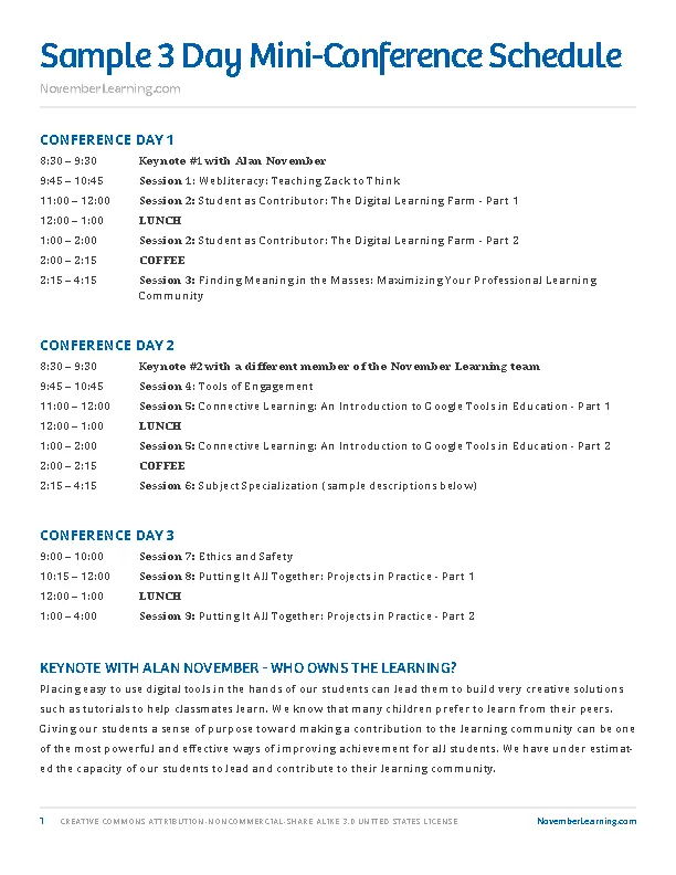 Conference Time Schedule Template