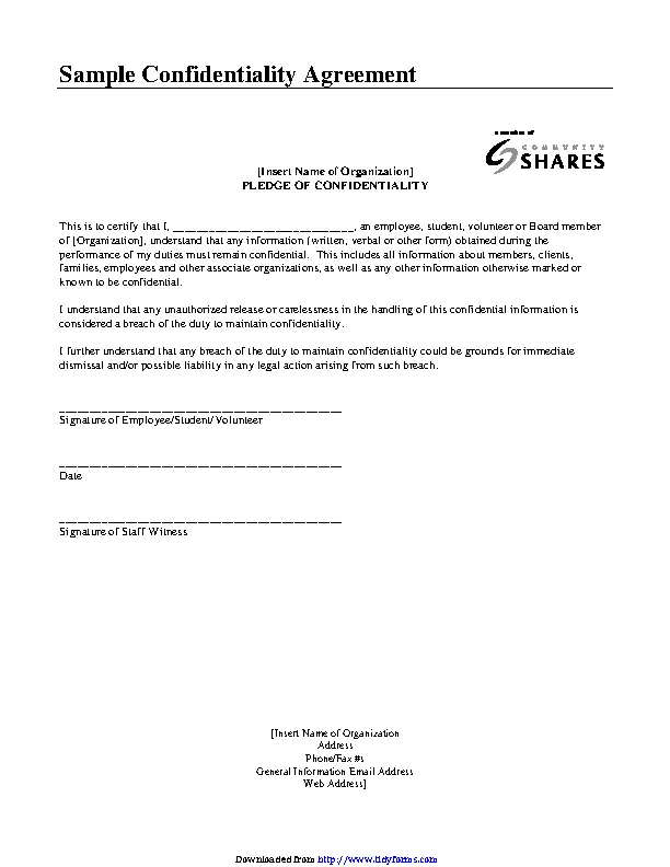 Confidentiality Agreement Sample 3