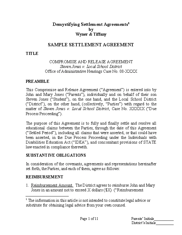 Confidentiality Settlement Agreement Sample Template