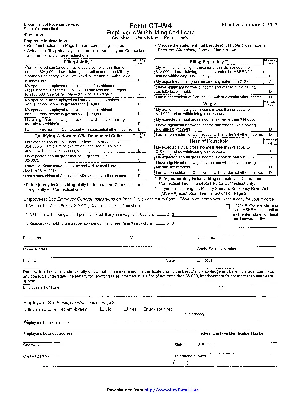 Connecticut Form Ct W4 2013 PDFSimpli