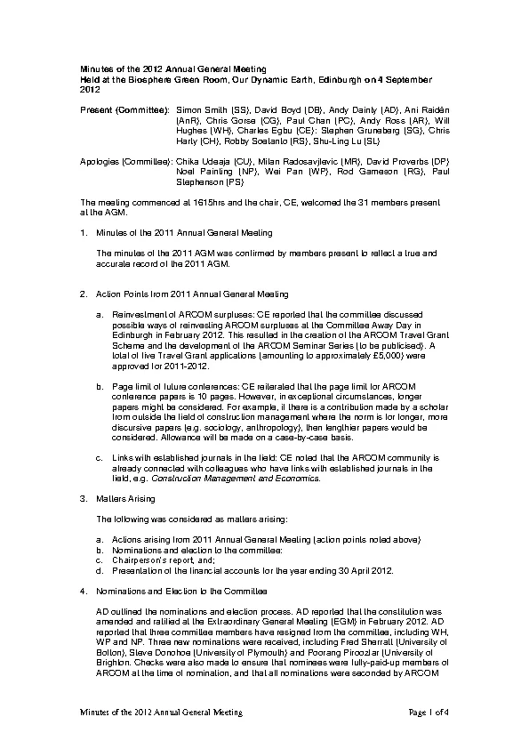 Construction Company Annual General Meeting Minutes Template