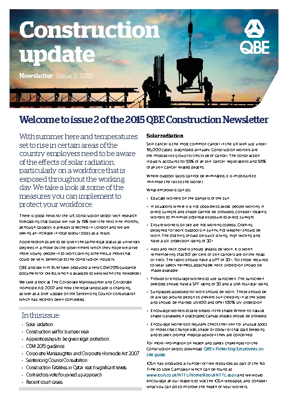 Construction Newsletter Issue