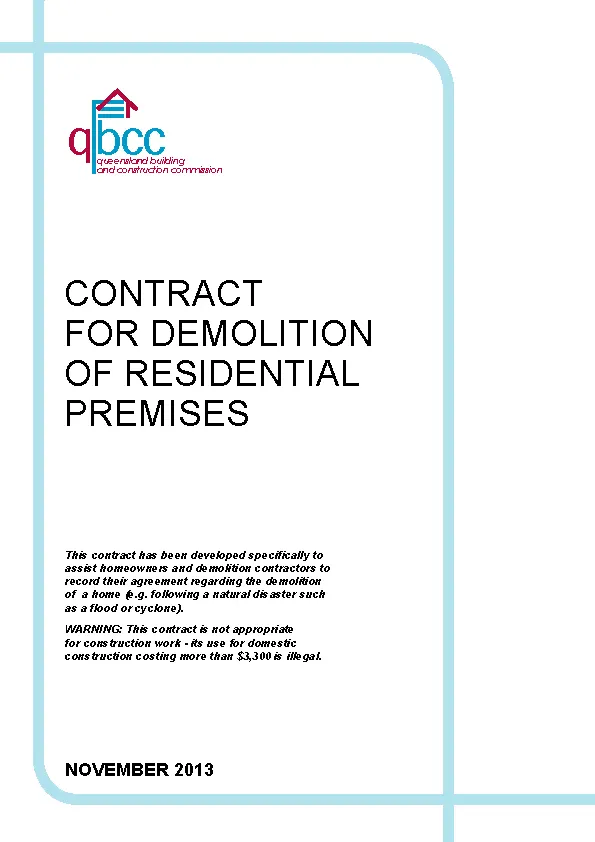 Contract For Demolition Of Residential Premises