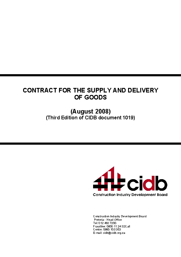 Contract For The Supply And Delivery Of Goods