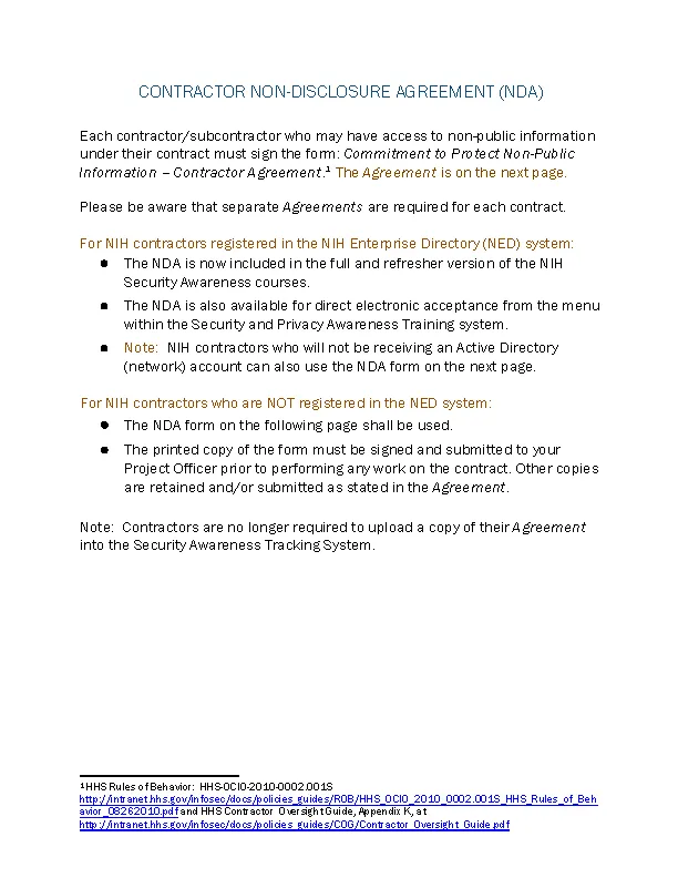 Contractor Non Disclosure Agreement Template