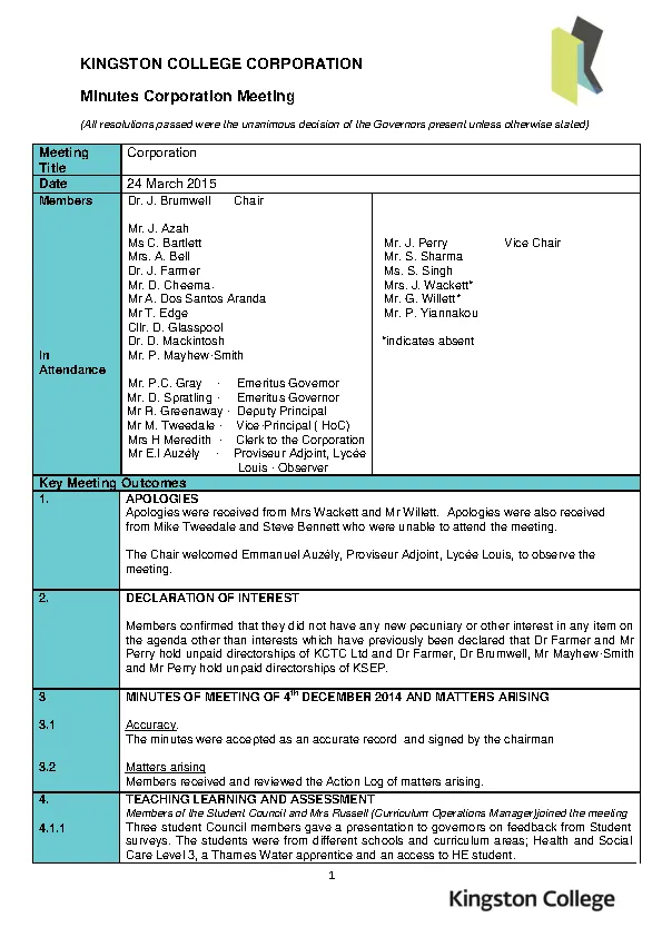 Corporate Minutes Meeting Template