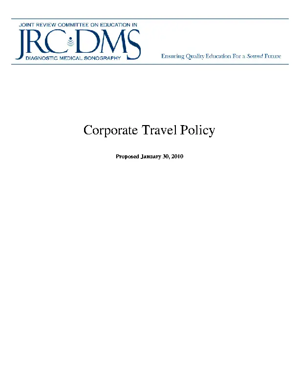 Corporate Travel Policy Template