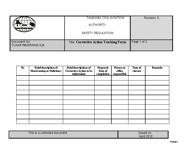 Corrective Action Tracking Template1 - PDFSimpli