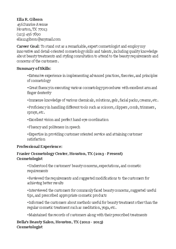 Cosmetology Graduate Resume PDFSimpli Cosmetology Graduate Resume PDFSimpli