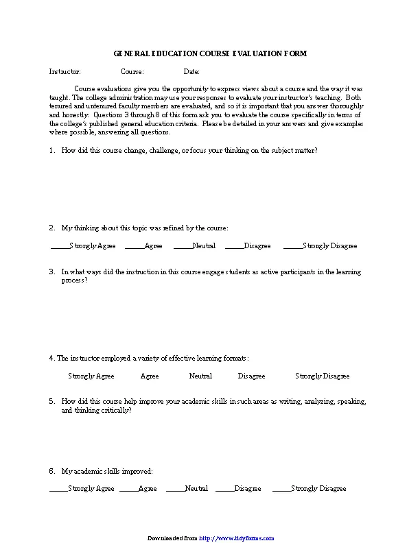 Course Evaluation Form 2