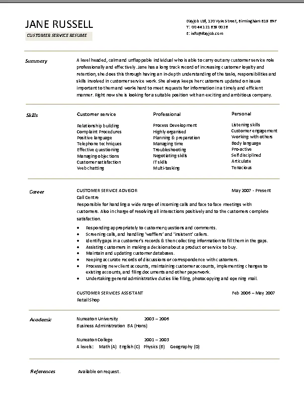 Customer Service Resume Template - PDFSimpli