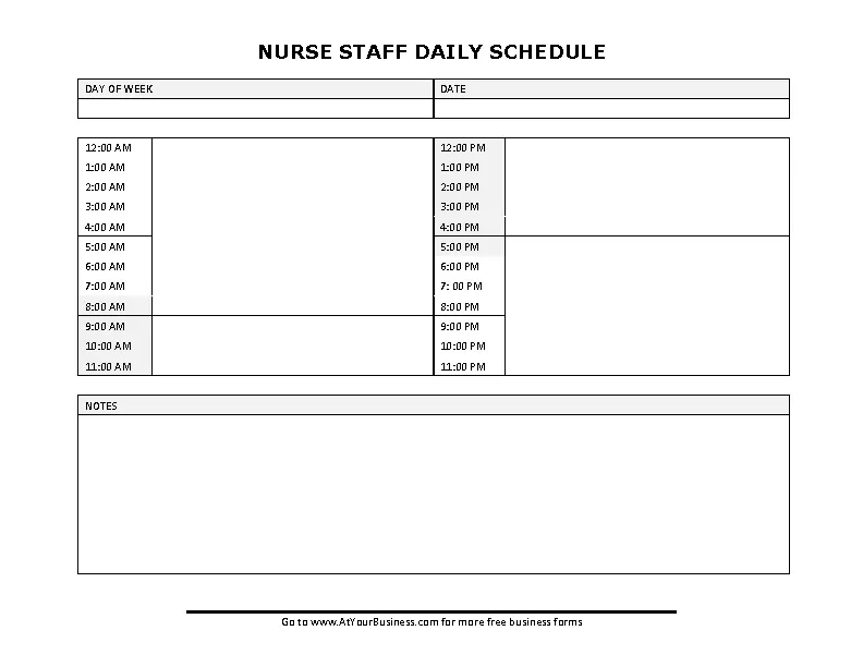 Daily Nurse Schedule Template Free Word Doc PDFSimpli