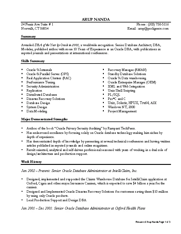 Data Architect Resume - PDFSimpli