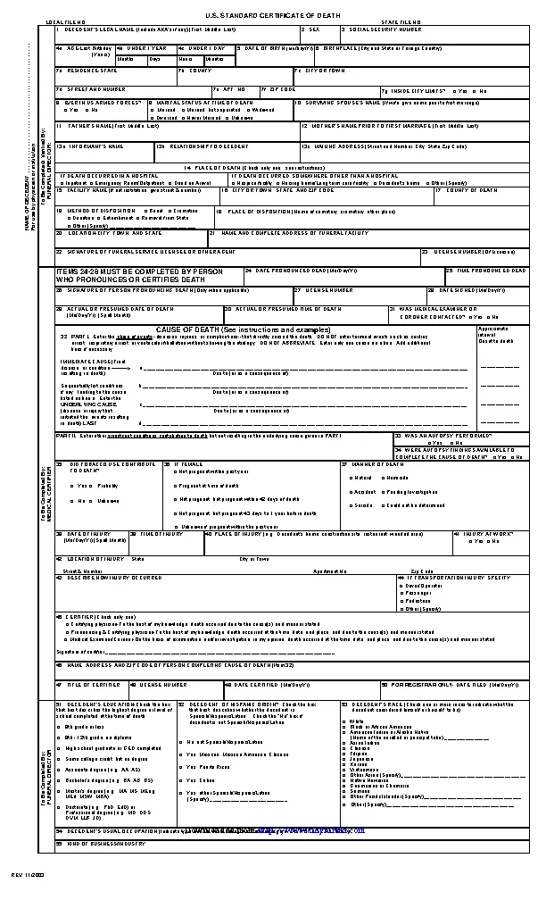 Death Certificate Form PDFSimpli