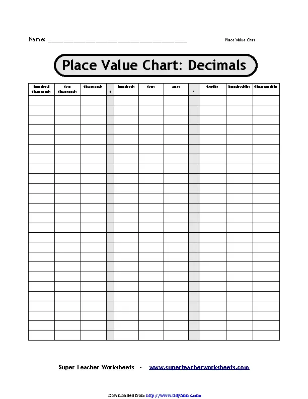 Decimal Place Value Chart 3 - PDFSimpli