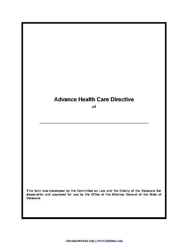 Delaware Advance Health Care Directive Form 2