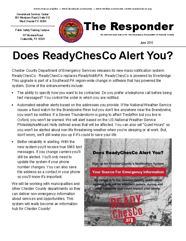 Department Of Emergency Services Newsletter