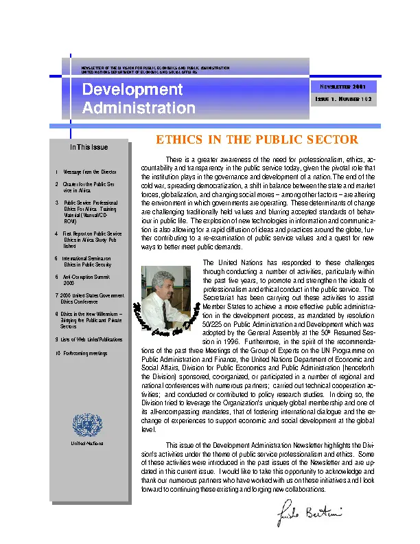 Development Administration Newsletter