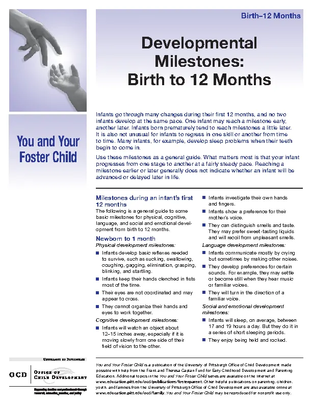 Developmental Milestones Birth To 12 Months