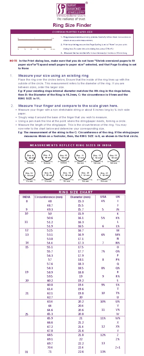 Diamond Ring Size Clarity Chart Example - PDFSimpli