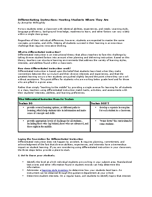 Differentiating Instruction Meeting Template