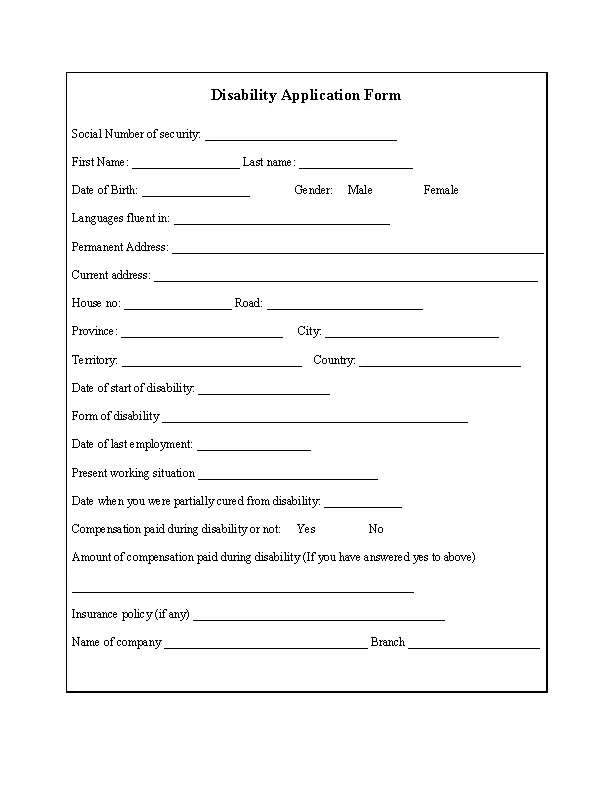 Disability Application Form