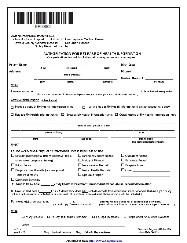 District Of Columbia Authorization For Release Of Health Information Form